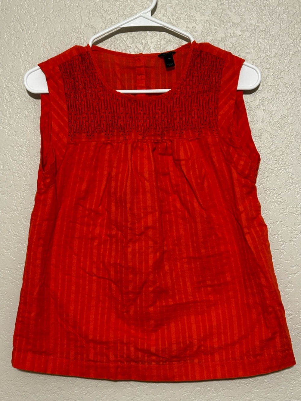 J.Crew Embroidered Eyelet Tank Top Orange Boho Cotton
